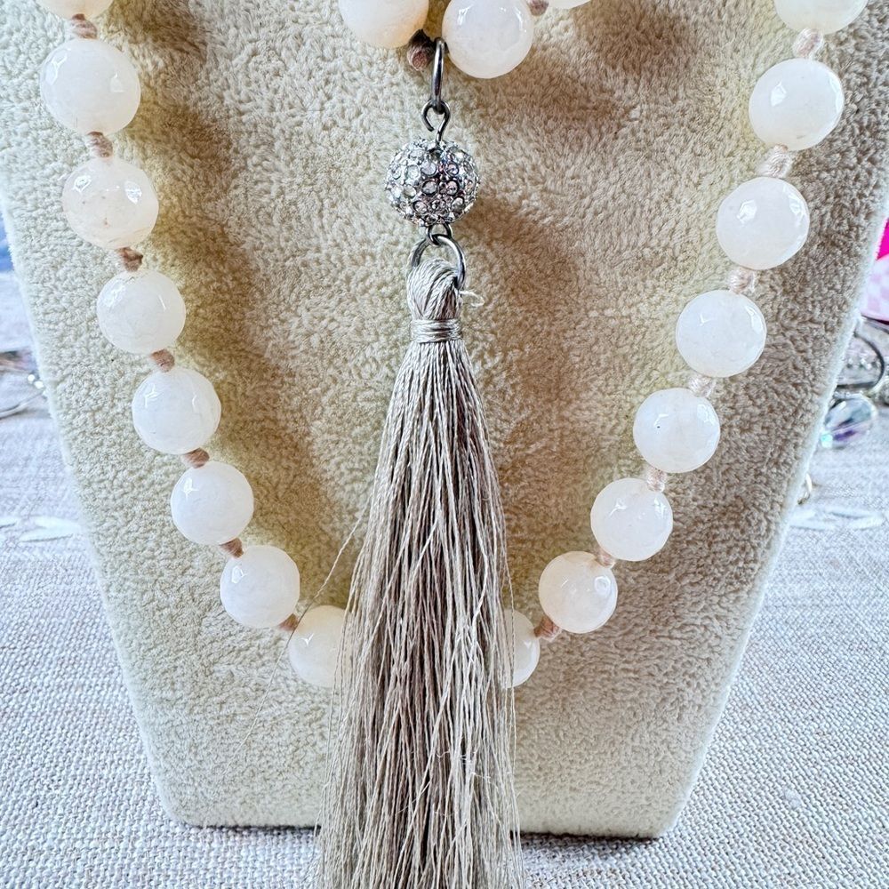 Rose Quartz Hand Knotted  Beaded Necklace - Picture 9 of 11